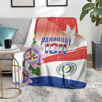 Paraguay 1811 Independence Day Blanket Grunge Flag Mix Passion Flowers