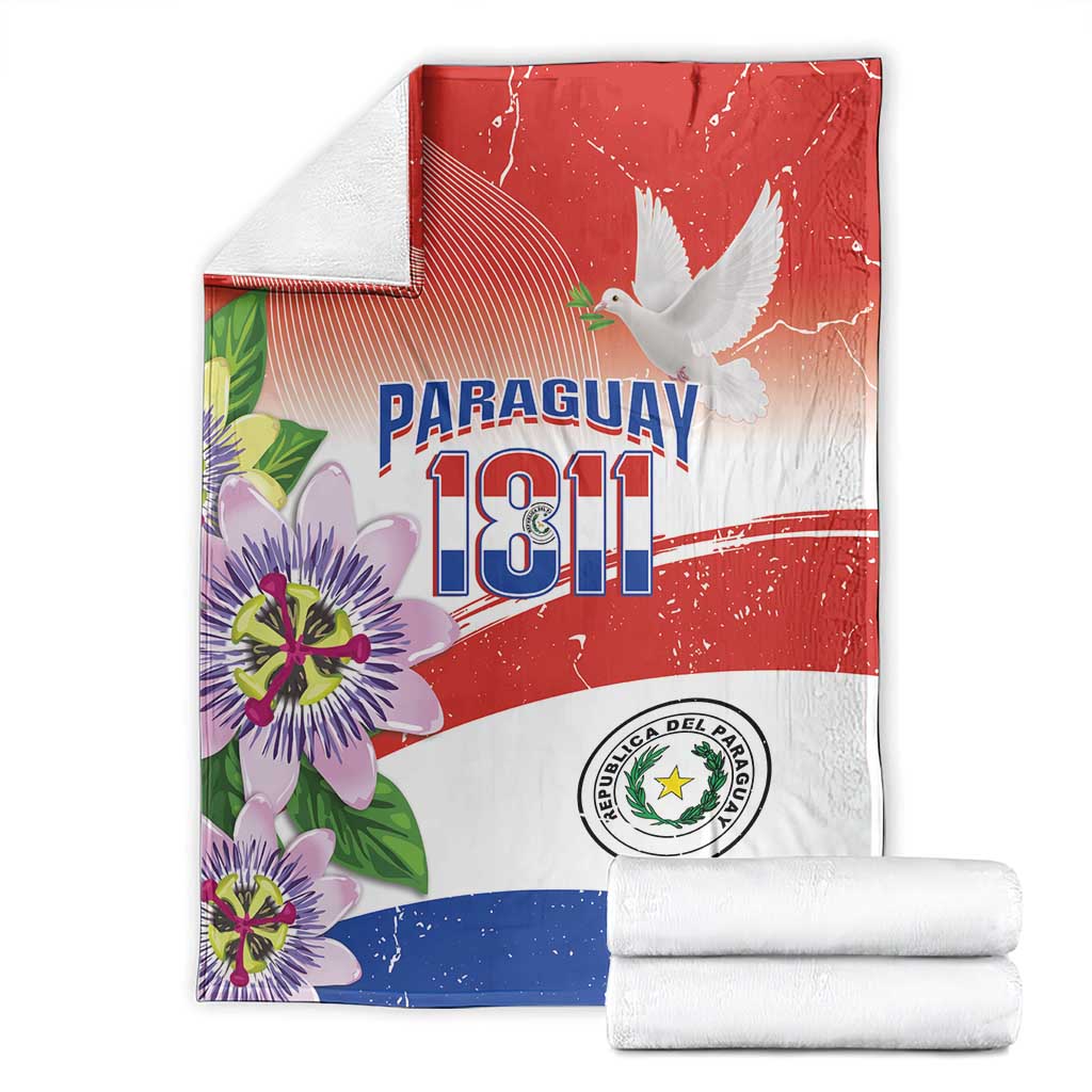 Paraguay 1811 Independence Day Blanket Grunge Flag Mix Passion Flowers