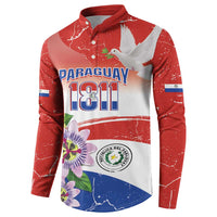 Paraguay 1811 Independence Day Button Sweatshirt Grunge Flag Mix Passion Flowers