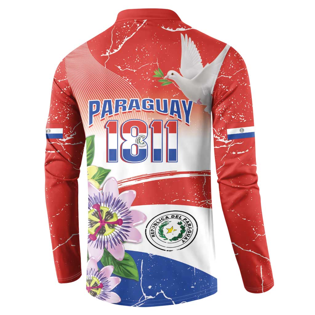 Paraguay 1811 Independence Day Button Sweatshirt Grunge Flag Mix Passion Flowers