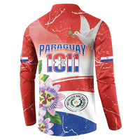 Paraguay 1811 Independence Day Button Sweatshirt Grunge Flag Mix Passion Flowers