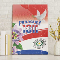Paraguay 1811 Independence Day Canvas Wall Art Grunge Flag Mix Passion Flowers