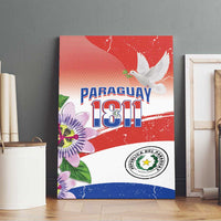 Paraguay 1811 Independence Day Canvas Wall Art Grunge Flag Mix Passion Flowers