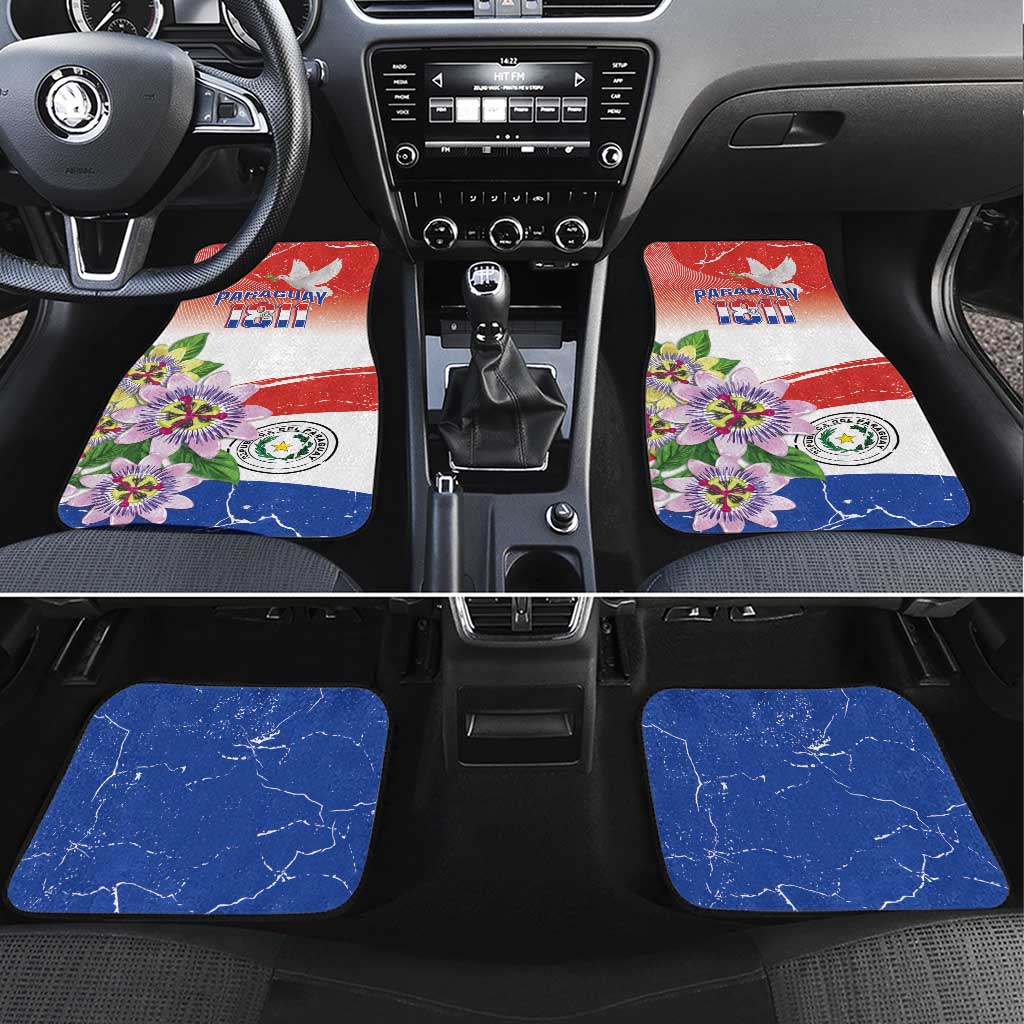 Paraguay 1811 Independence Day Car Mats Grunge Flag Mix Passion Flowers