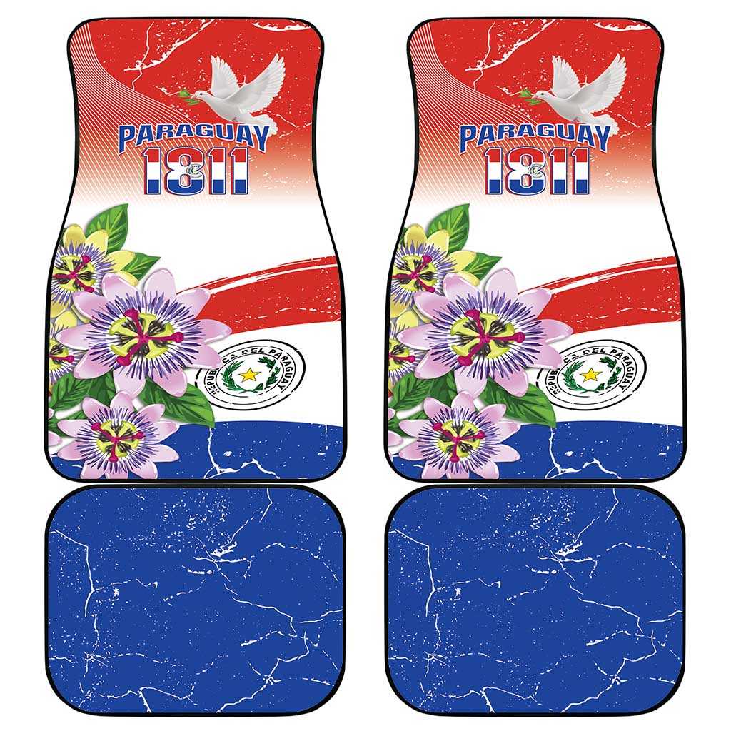 Paraguay 1811 Independence Day Car Mats Grunge Flag Mix Passion Flowers