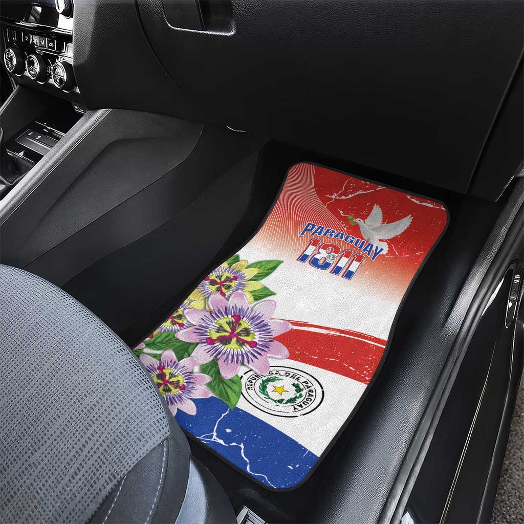 Paraguay 1811 Independence Day Car Mats Grunge Flag Mix Passion Flowers