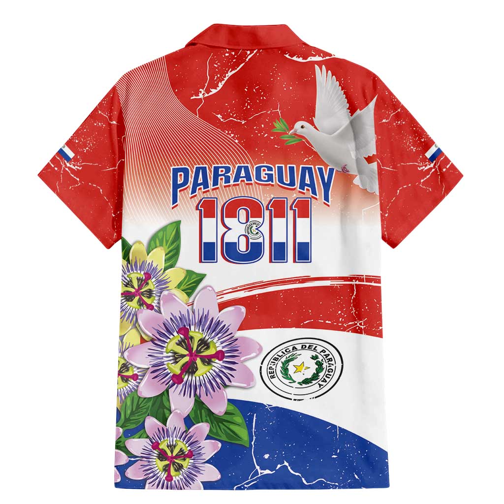 Paraguay 1811 Independence Day Family Matching Mermaid Dress and Hawaiian Shirt Grunge Flag Mix Passion Flowers