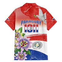 Paraguay 1811 Independence Day Family Matching Mermaid Dress and Hawaiian Shirt Grunge Flag Mix Passion Flowers