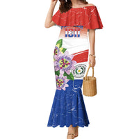 Paraguay 1811 Independence Day Family Matching Mermaid Dress and Hawaiian Shirt Grunge Flag Mix Passion Flowers
