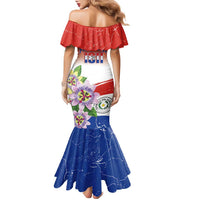 Paraguay 1811 Independence Day Family Matching Mermaid Dress and Hawaiian Shirt Grunge Flag Mix Passion Flowers