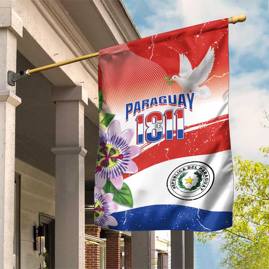 Paraguay 1811 Independence Day Garden Flag Grunge Flag Mix Passion Flowers