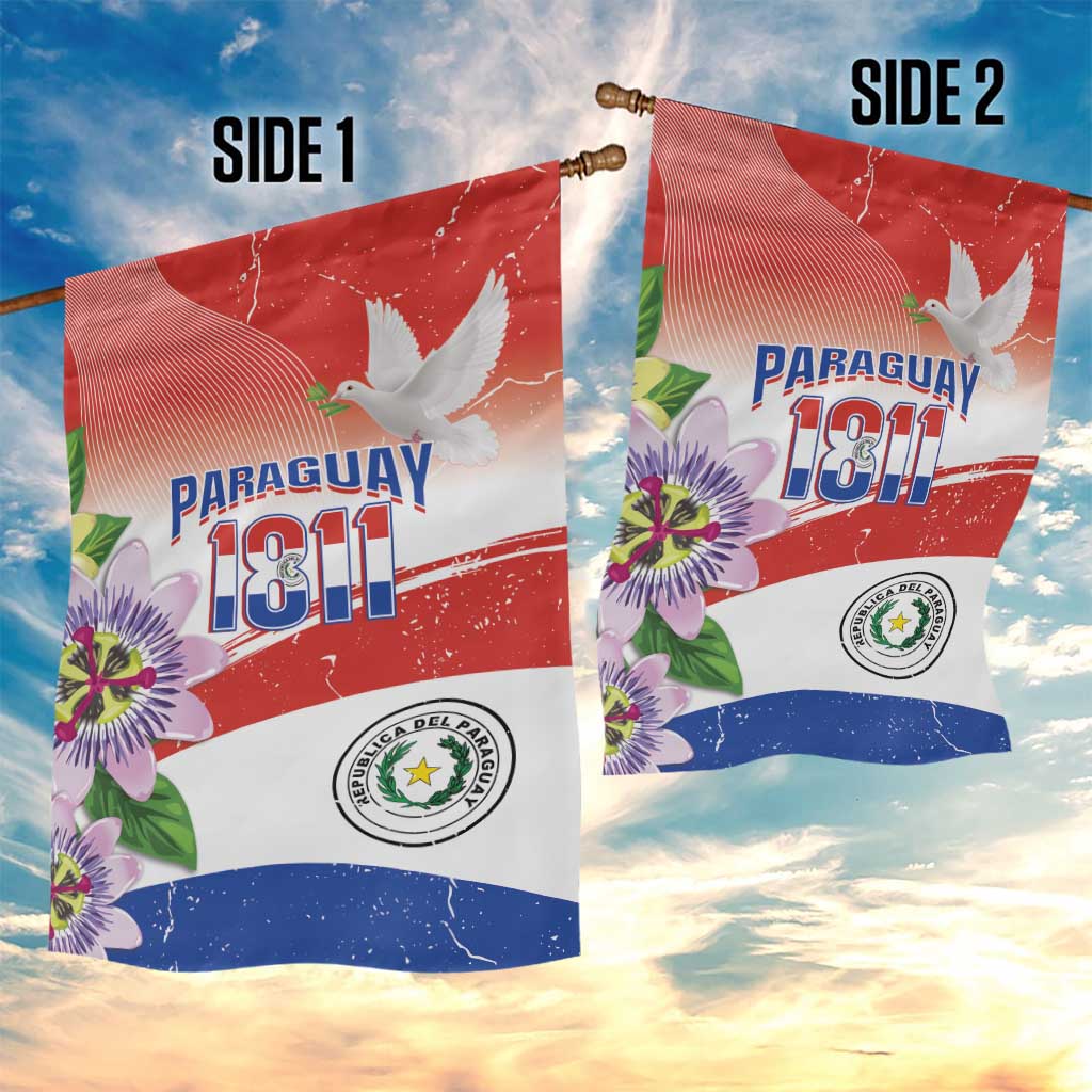 Paraguay 1811 Independence Day Garden Flag Grunge Flag Mix Passion Flowers