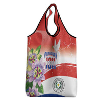 Paraguay 1811 Independence Day Grocery Bag Grunge Flag Mix Passion Flowers