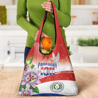 Paraguay 1811 Independence Day Grocery Bag Grunge Flag Mix Passion Flowers