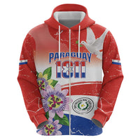 Paraguay 1811 Independence Day Hoodie Grunge Flag Mix Passion Flowers