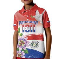 Paraguay 1811 Independence Day Kid Polo Shirt Grunge Flag Mix Passion Flowers