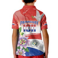 Paraguay 1811 Independence Day Kid Polo Shirt Grunge Flag Mix Passion Flowers
