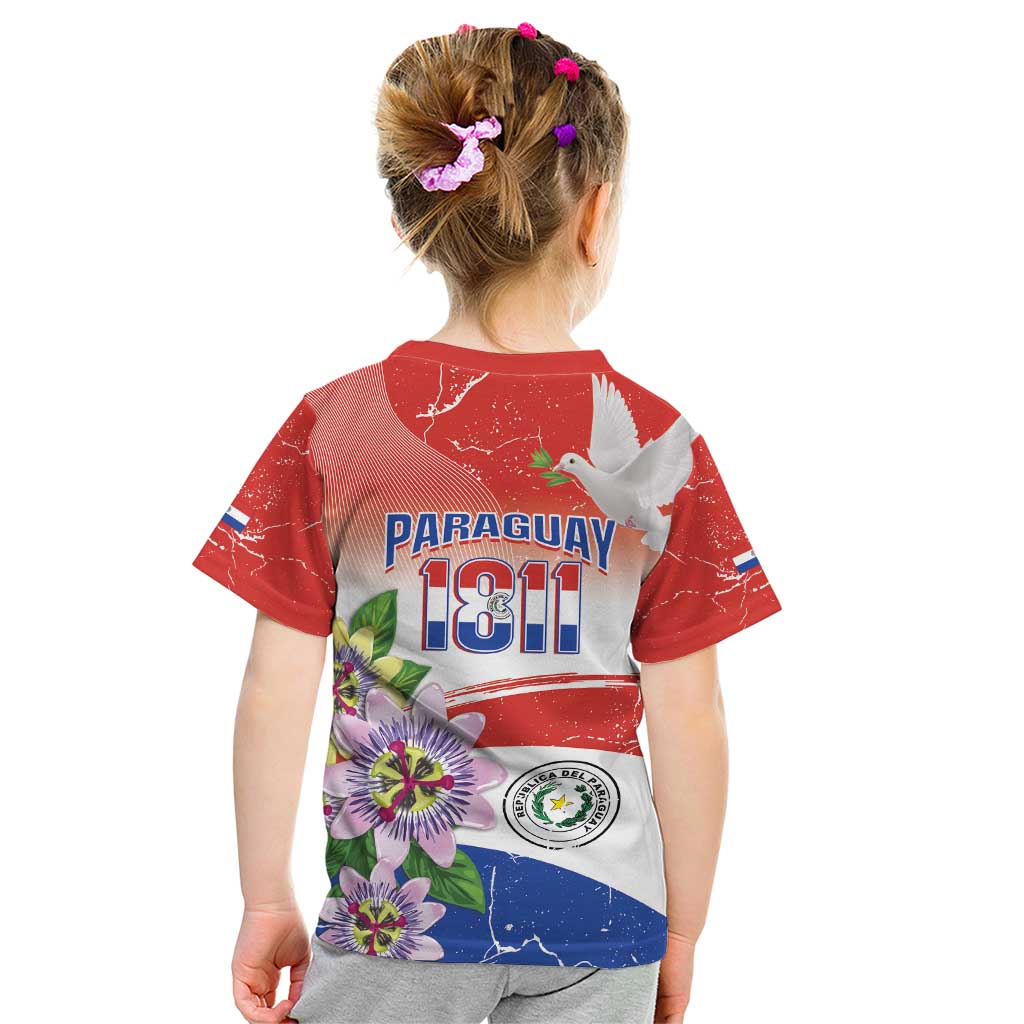 Paraguay 1811 Independence Day Kid T Shirt Grunge Flag Mix Passion Flowers