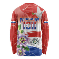 Paraguay 1811 Independence Day Long Sleeve Shirt Grunge Flag Mix Passion Flowers