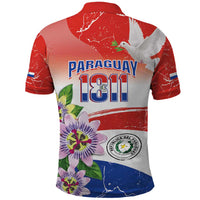 Paraguay 1811 Independence Day Polo Shirt Grunge Flag Mix Passion Flowers
