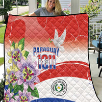 Paraguay 1811 Independence Day Quilt Grunge Flag Mix Passion Flowers