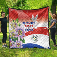 Paraguay 1811 Independence Day Quilt Grunge Flag Mix Passion Flowers