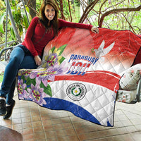 Paraguay 1811 Independence Day Quilt Grunge Flag Mix Passion Flowers