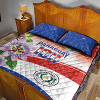 Paraguay 1811 Independence Day Quilt Bed Set Grunge Flag Mix Passion Flowers