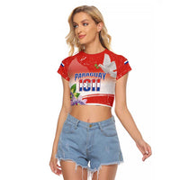 Paraguay 1811 Independence Day Raglan Cropped T Shirt Grunge Flag Mix Passion Flowers