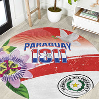 Paraguay 1811 Independence Day Round Carpet Grunge Flag Mix Passion Flowers