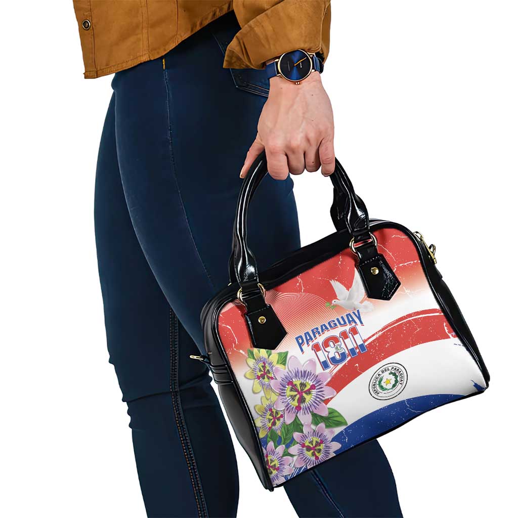 Paraguay 1811 Independence Day Shoulder Handbag Grunge Flag Mix Passion Flowers