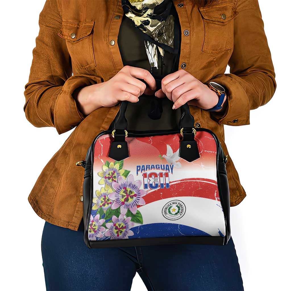Paraguay 1811 Independence Day Shoulder Handbag Grunge Flag Mix Passion Flowers