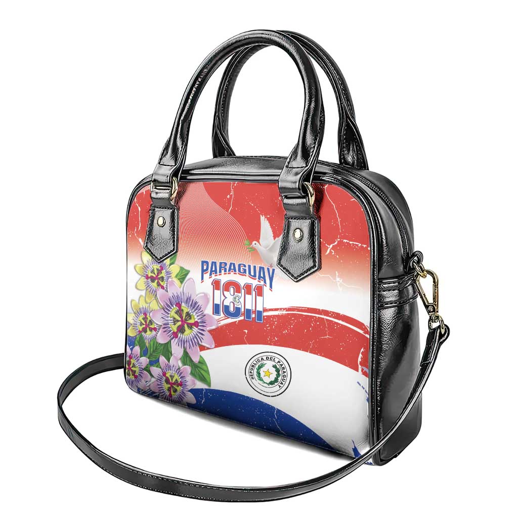 Paraguay 1811 Independence Day Shoulder Handbag Grunge Flag Mix Passion Flowers