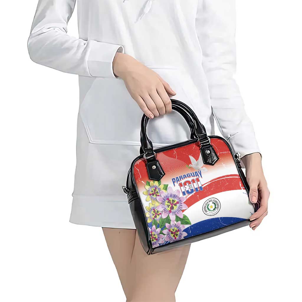 Paraguay 1811 Independence Day Shoulder Handbag Grunge Flag Mix Passion Flowers