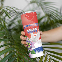 Paraguay 1811 Independence Day Skinny Tumbler Grunge Flag Mix Passion Flowers