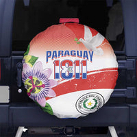 Paraguay 1811 Independence Day Spare Tire Cover Grunge Flag Mix Passion Flowers