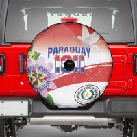 Paraguay 1811 Independence Day Spare Tire Cover Grunge Flag Mix Passion Flowers
