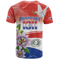 Paraguay 1811 Independence Day T Shirt Grunge Flag Mix Passion Flowers