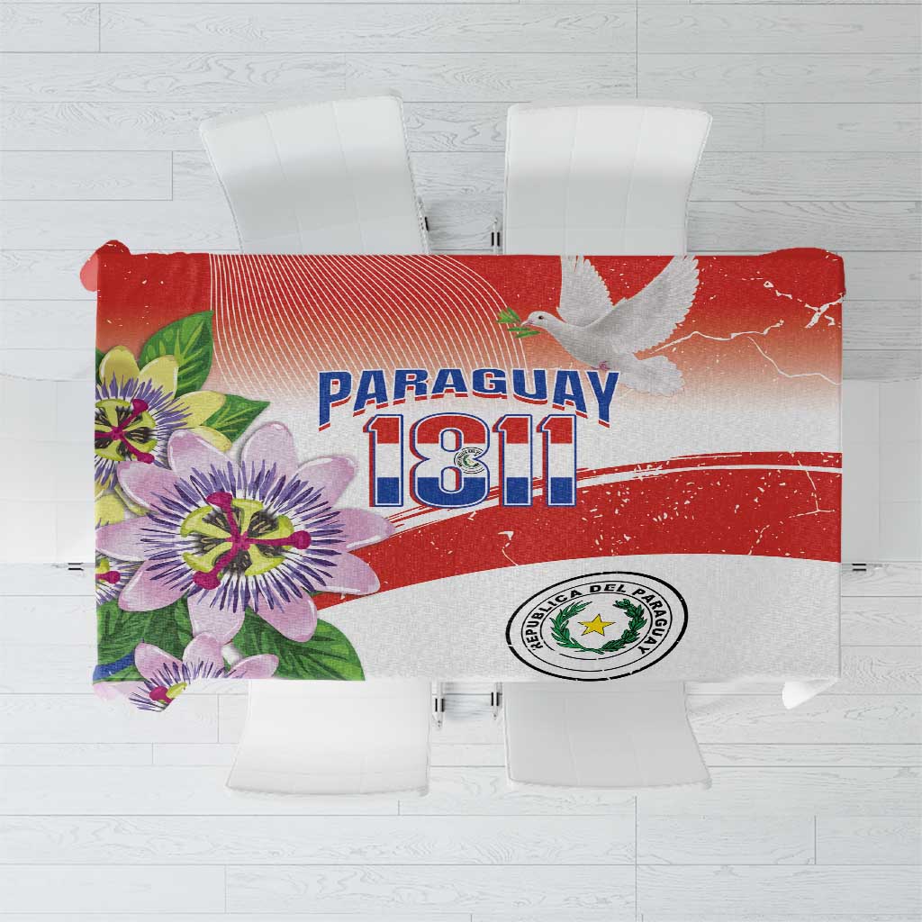 Paraguay 1811 Independence Day Tablecloth Grunge Flag Mix Passion Flowers