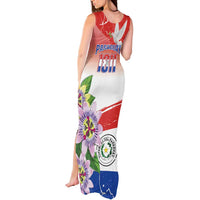 Paraguay 1811 Independence Day Tank Maxi Dress Grunge Flag Mix Passion Flowers