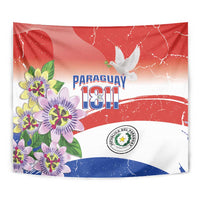 Paraguay 1811 Independence Day Tapestry Grunge Flag Mix Passion Flowers