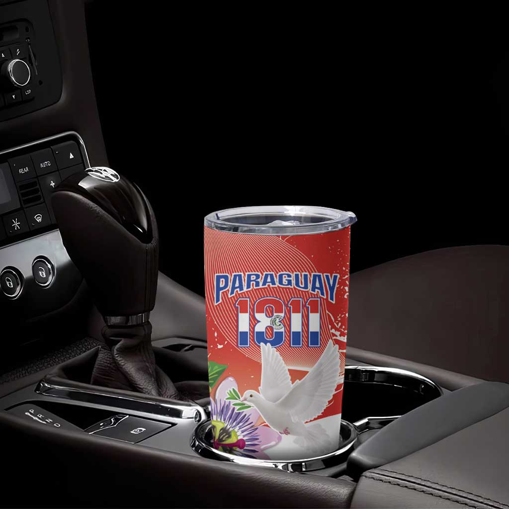 Paraguay 1811 Independence Day Tumbler Cup Grunge Flag Mix Passion Flowers