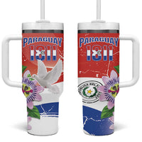 Paraguay 1811 Independence Day Tumbler With Handle Grunge Flag Mix Passion Flowers