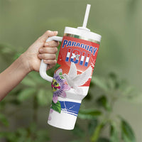 Paraguay 1811 Independence Day Tumbler With Handle Grunge Flag Mix Passion Flowers