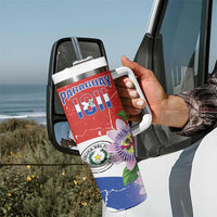 Paraguay 1811 Independence Day Tumbler With Handle Grunge Flag Mix Passion Flowers