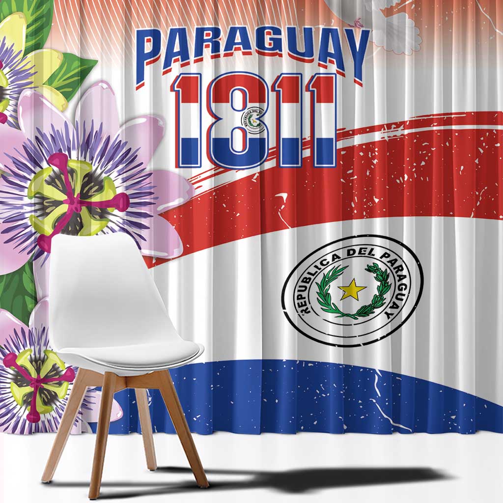 Paraguay 1811 Independence Day Window Curtain Grunge Flag Mix Passion Flowers
