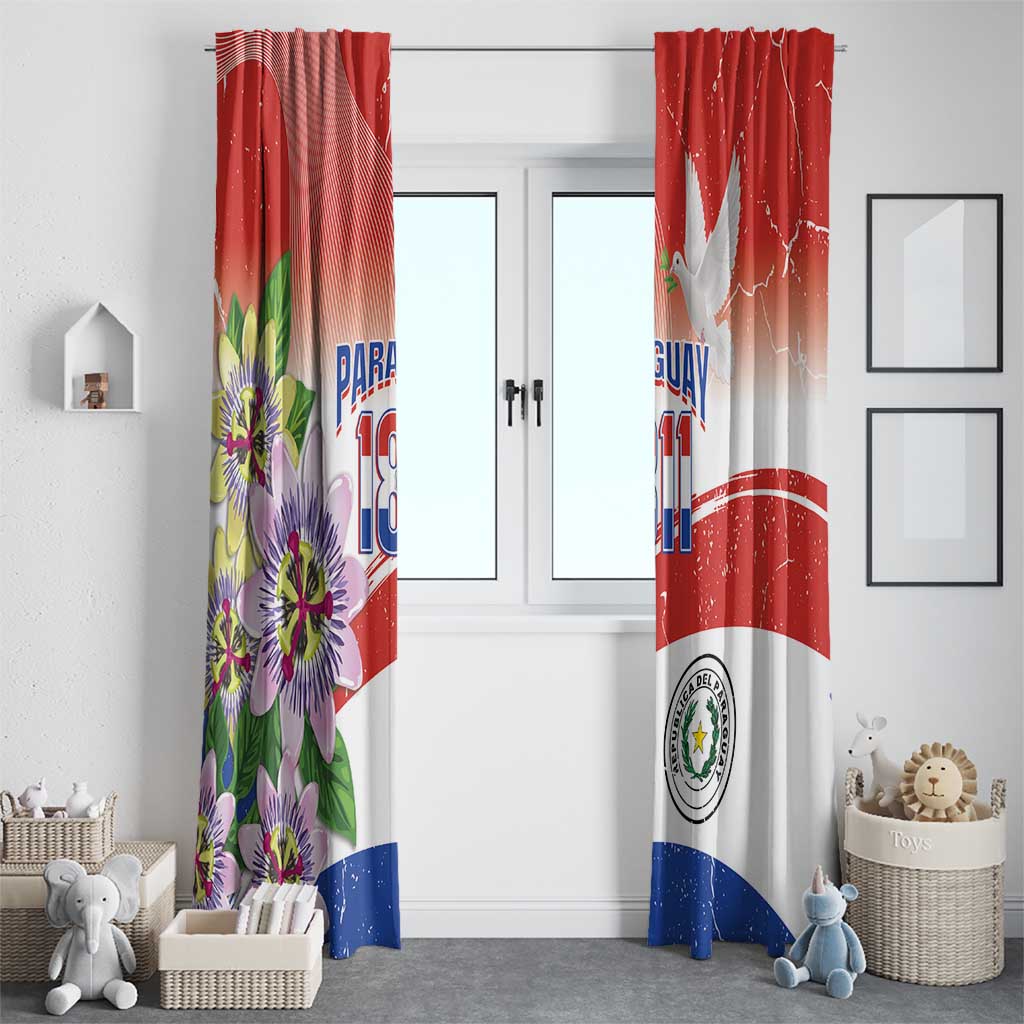 Paraguay 1811 Independence Day Window Curtain Grunge Flag Mix Passion Flowers
