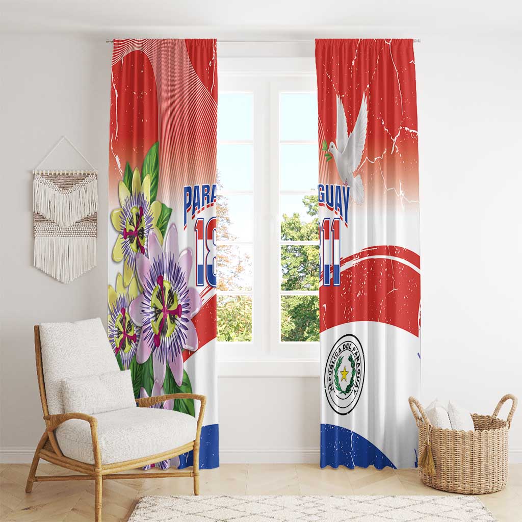 Paraguay 1811 Independence Day Window Curtain Grunge Flag Mix Passion Flowers