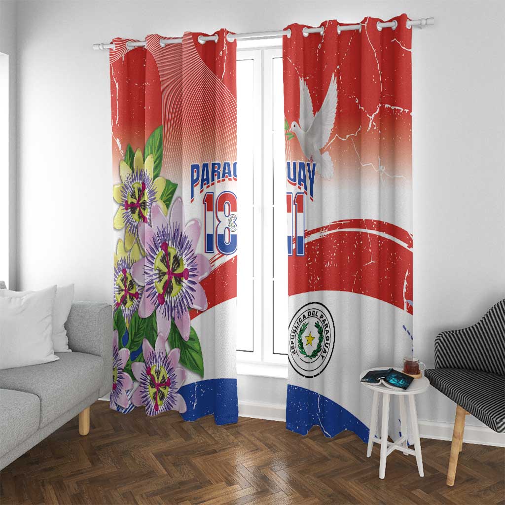 Paraguay 1811 Independence Day Window Curtain Grunge Flag Mix Passion Flowers