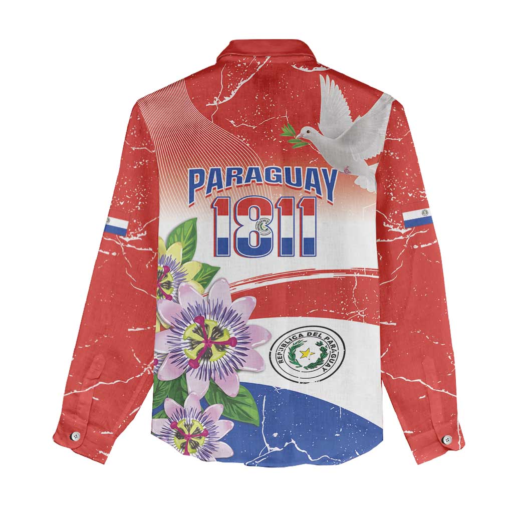 Paraguay 1811 Independence Day Women Casual Shirt Grunge Flag Mix Passion Flowers